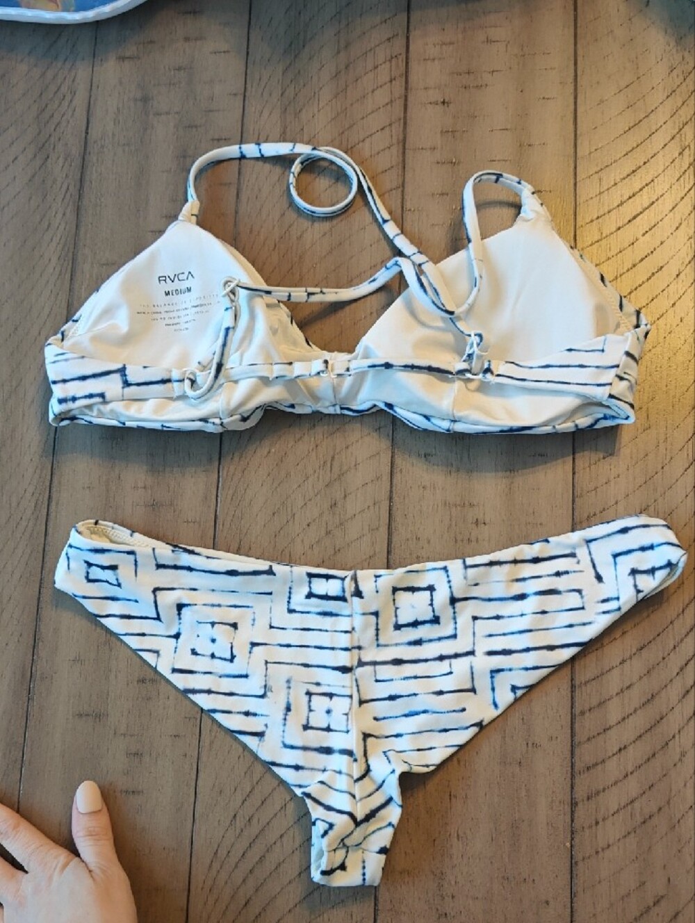 RVCA White and Blue Geometric Print Bikini - Picture 3 of 3